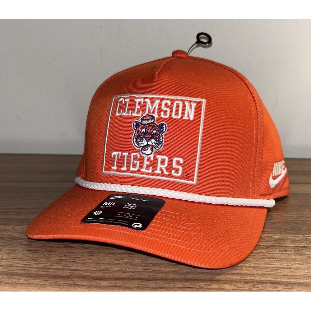 Nike Clemson Tigers Orange Retro Rise Cap Snapback Rope Hat Cap M/L New